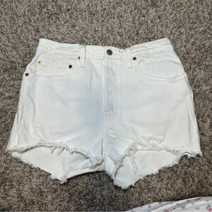 Levis White Denim Shorts